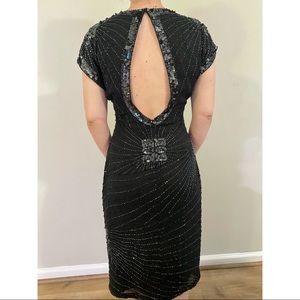 80s Vintage Oleg Cassini beaded silk dress